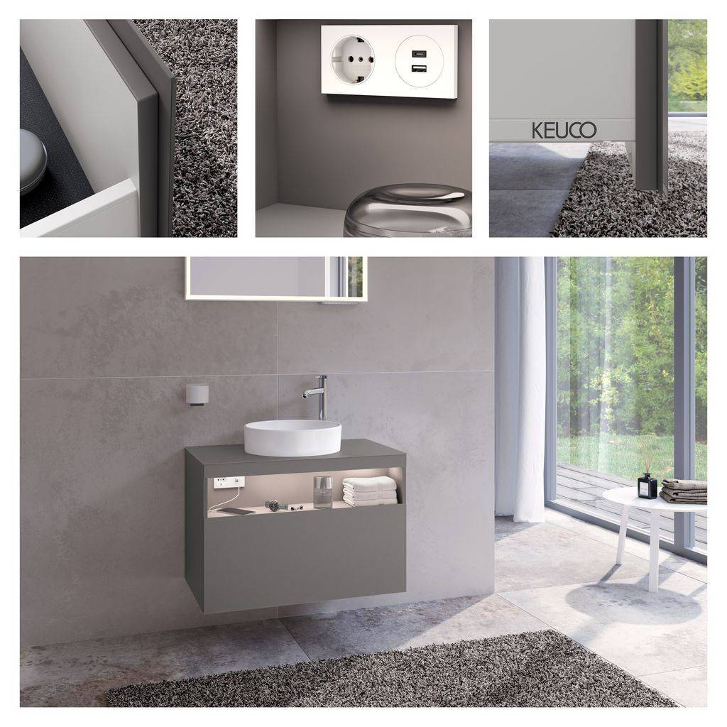 Stageline vanity base (with tap hole) for ceramic countertop washbasin, 800mm