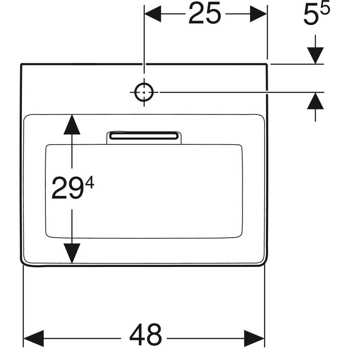 One countertop washbasin outlet horizontal, 50cm