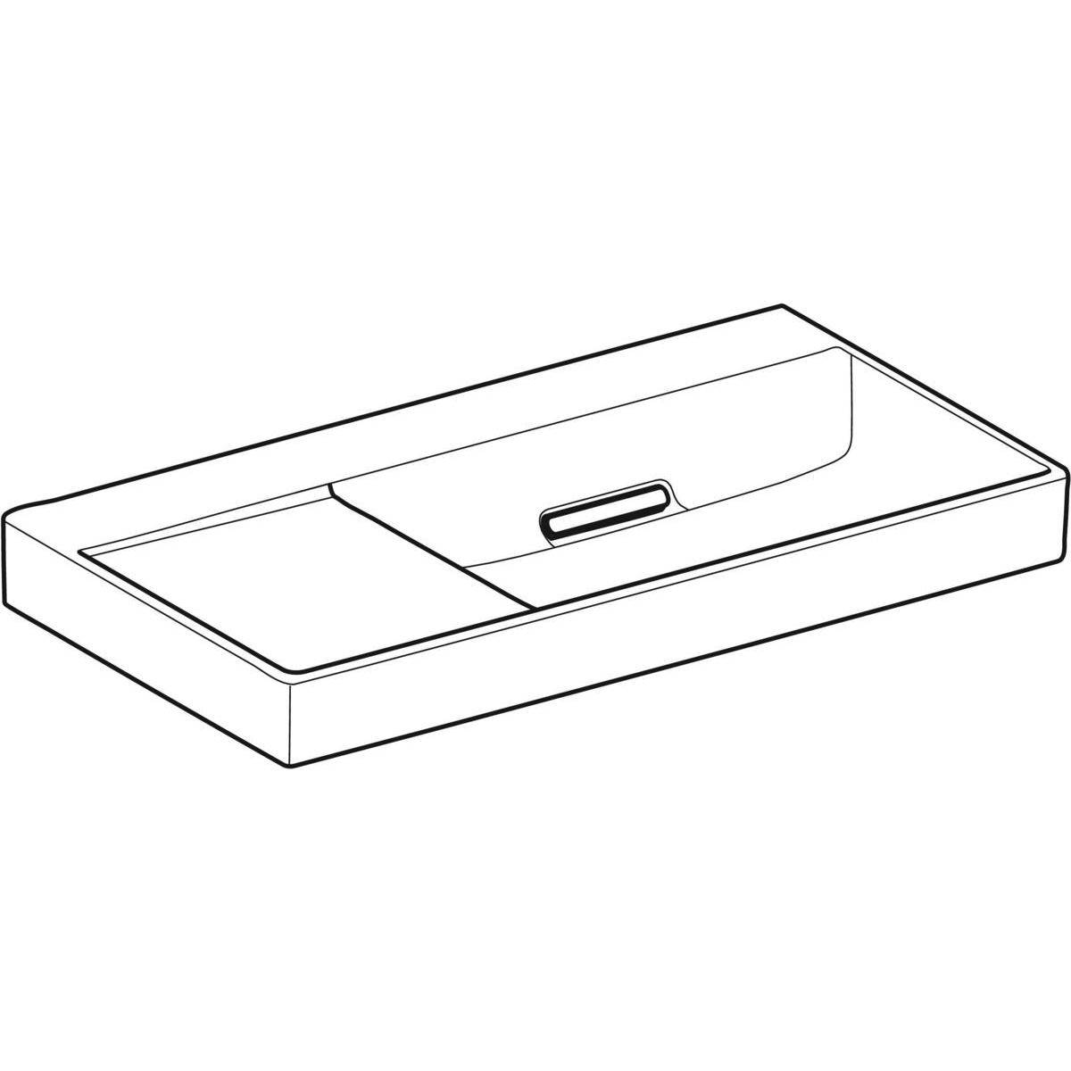 One washbasin 90cm, outlet horizontal, with tap hole, without overflow, shelf left