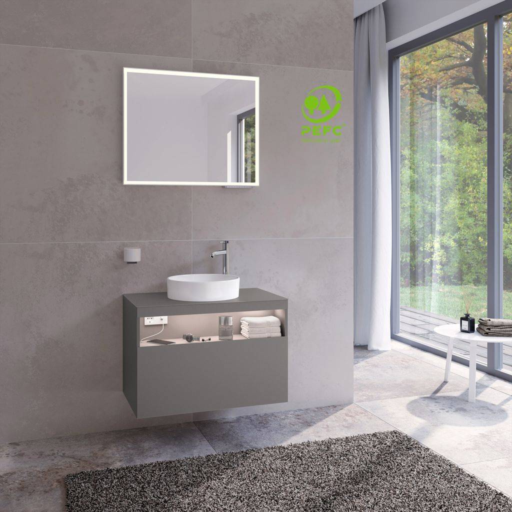 Stageline vanity base (with tap hole) for ceramic countertop washbasin, 800mm