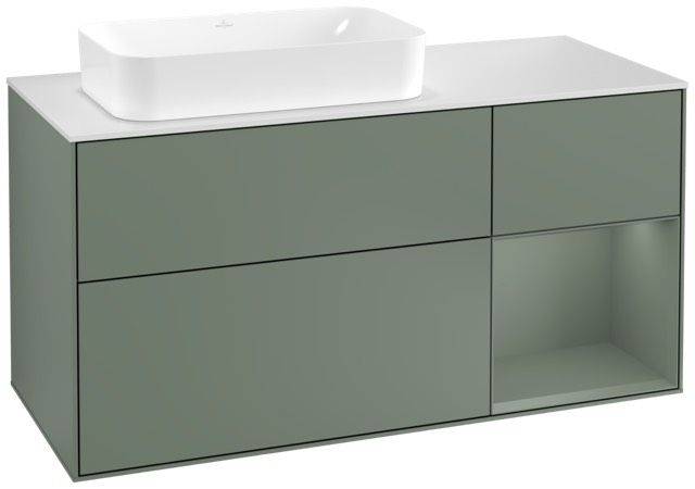 Finion vanity unit 1200 x 603 x 501mm, matt white cover shelf