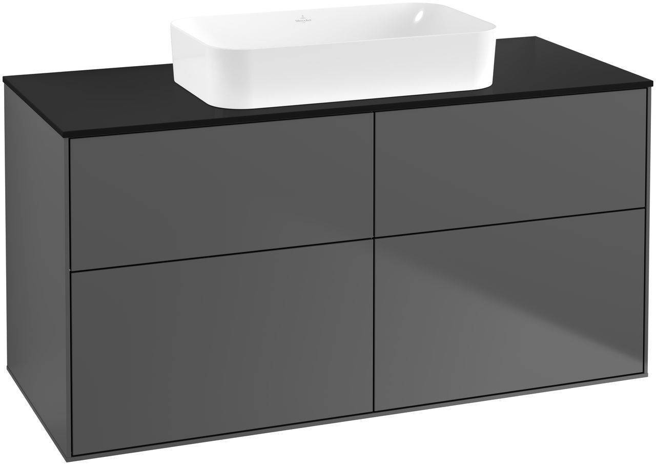 Finion vanity unit 1200 x 603 x 501mm, cover shelf black matt