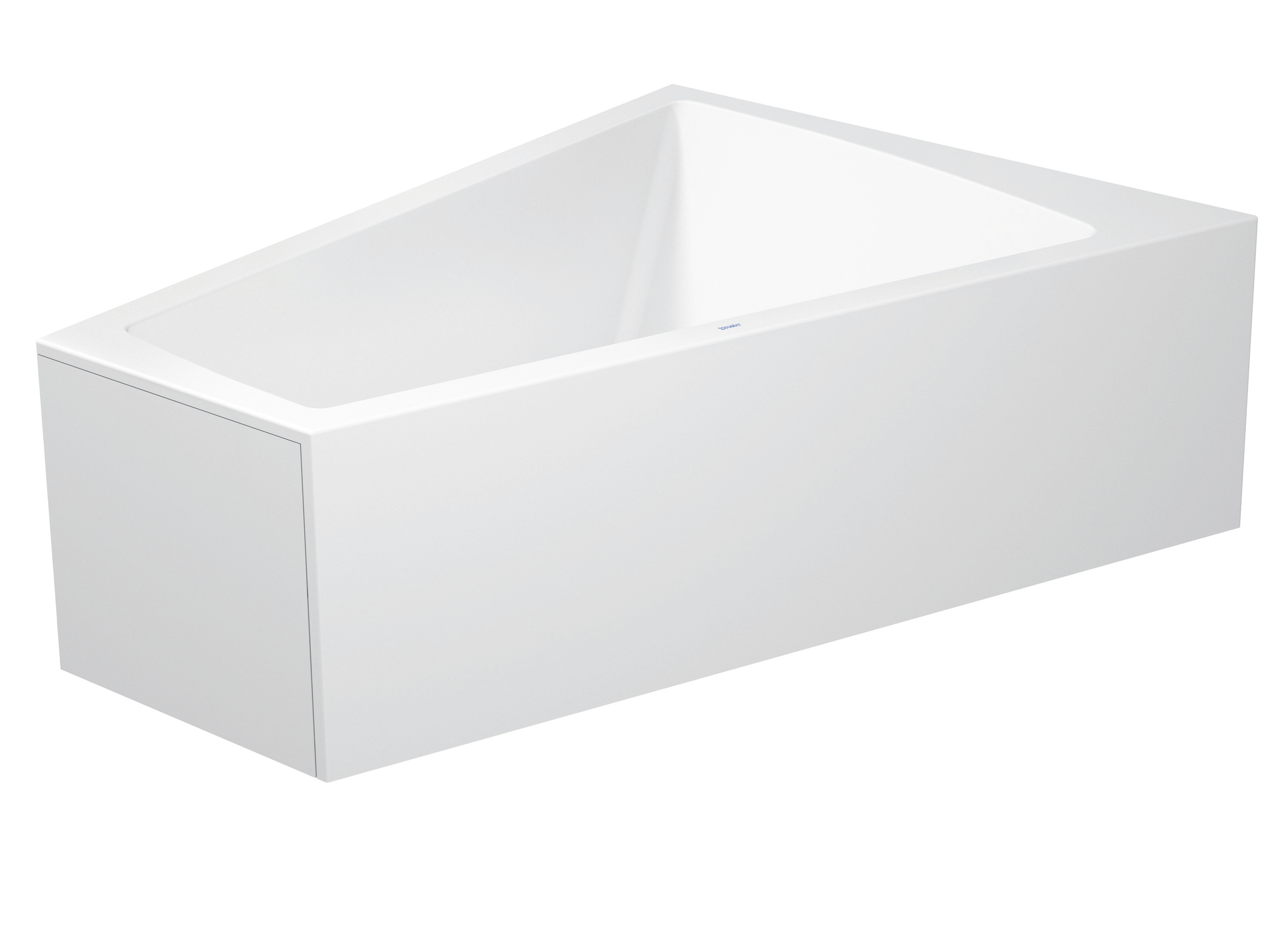 Paiova bathtub with molded acrylic cladding front, with a back slope on the right side