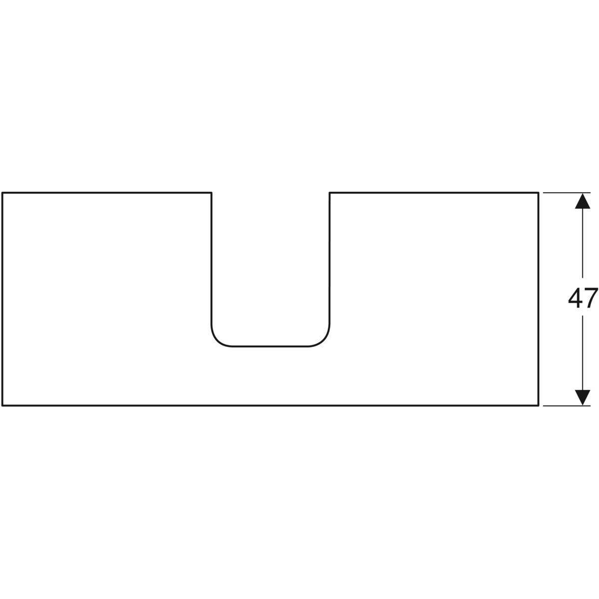 One washbasin plate cutout center, for countertop washbasin bowl shape, 120cm