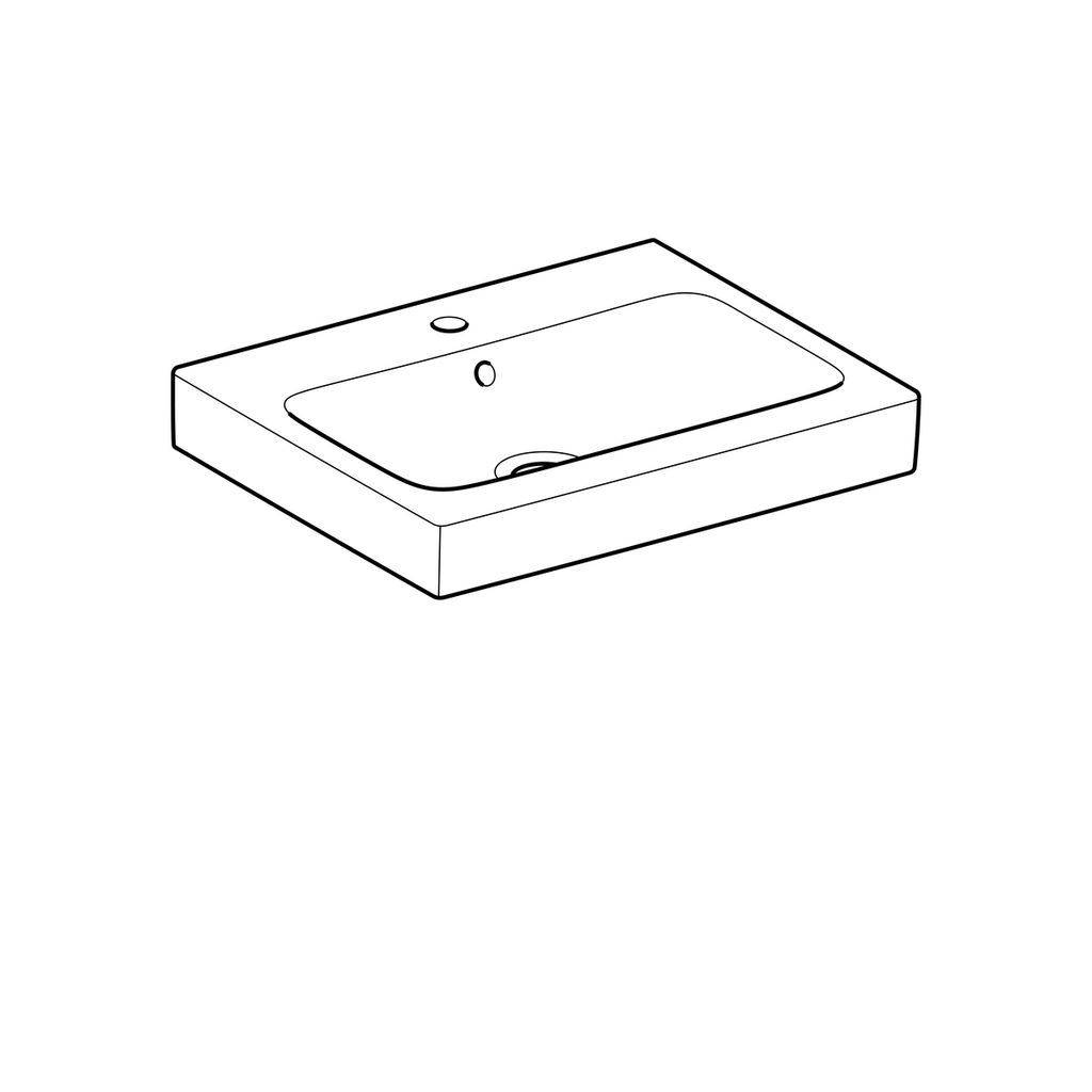 iCon Waschtisch, 600 x 485mm, mit Hahnloch, mit Überlauf