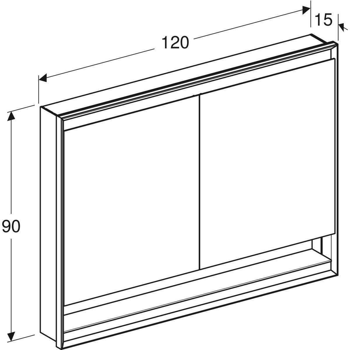 ONE Einbau-Spiegelschrank mit Nische und ComfortLight, 120 x 90 x 15cm