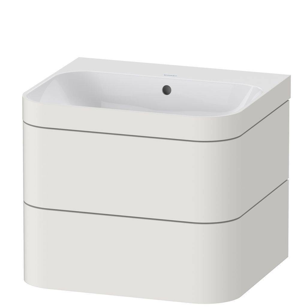 Happy D.2 Plus furniture washbasin c-bonded with substructure, wall hung, 575 x 490mm