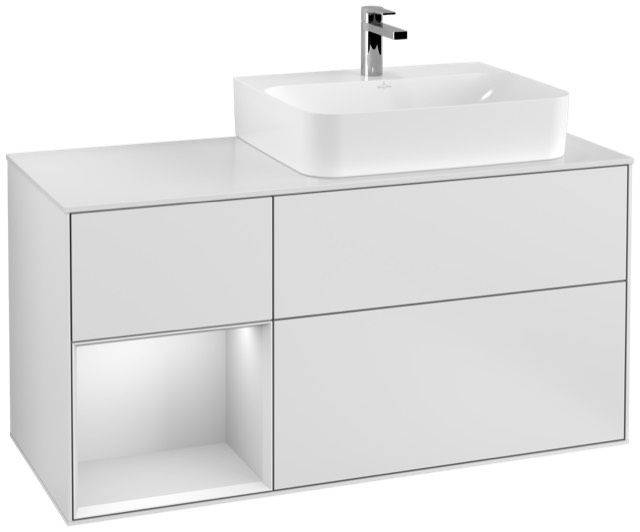 Finion vanity unit 1200 x 603 x 501mm, matt white cover shelf