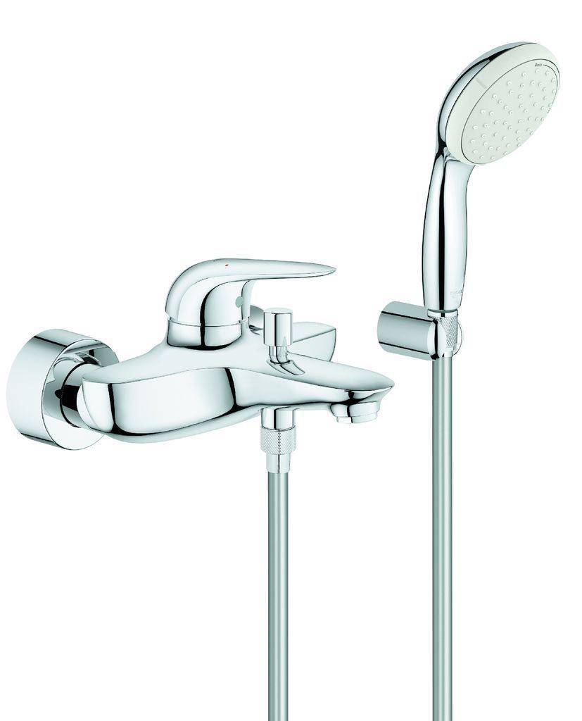 Eurostyle single lever bath mixer for wall mounting, with closed lever handle