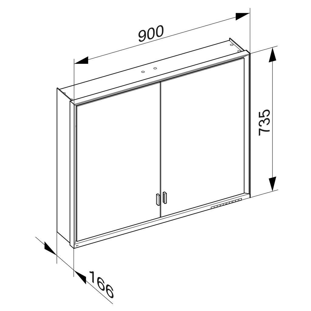 Royal Lumos surface-mounted mirror cabinet 900 x 735 x 165mm