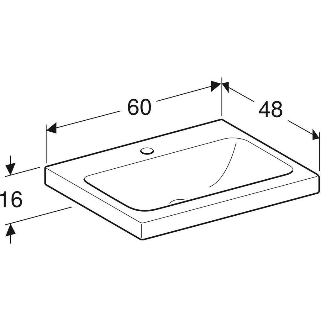 iCon light countertop washbasin; 600mm; without tap hole, without overflow