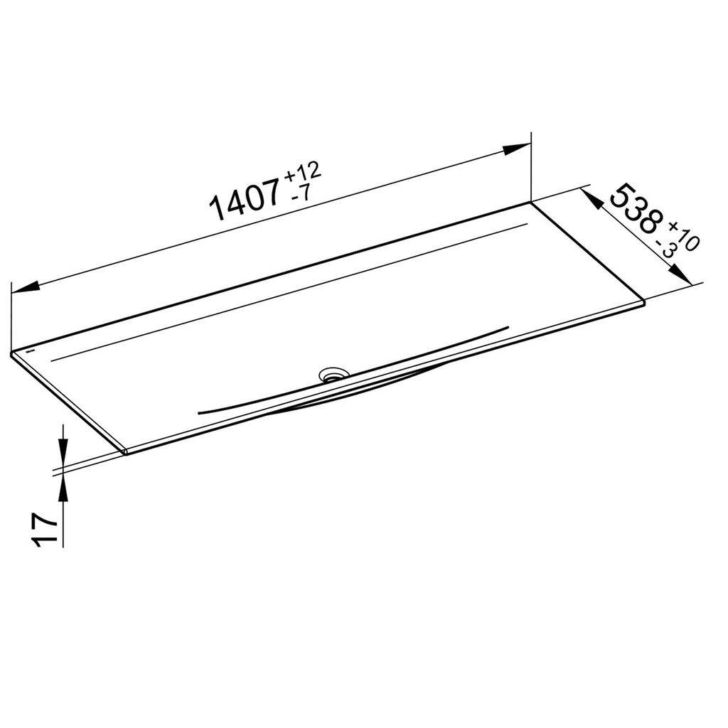 Edition 11 ceramic washbasin, without tap hole, 1405 x 17 x 538mm