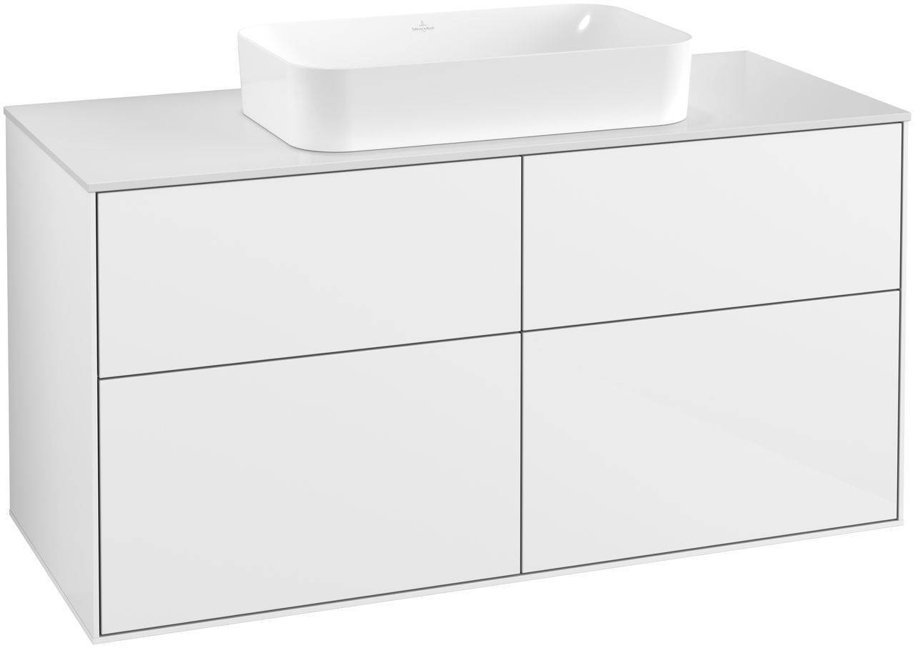 Finion vanity unit 1200 x 603 x 501mm, matt white cover shelf