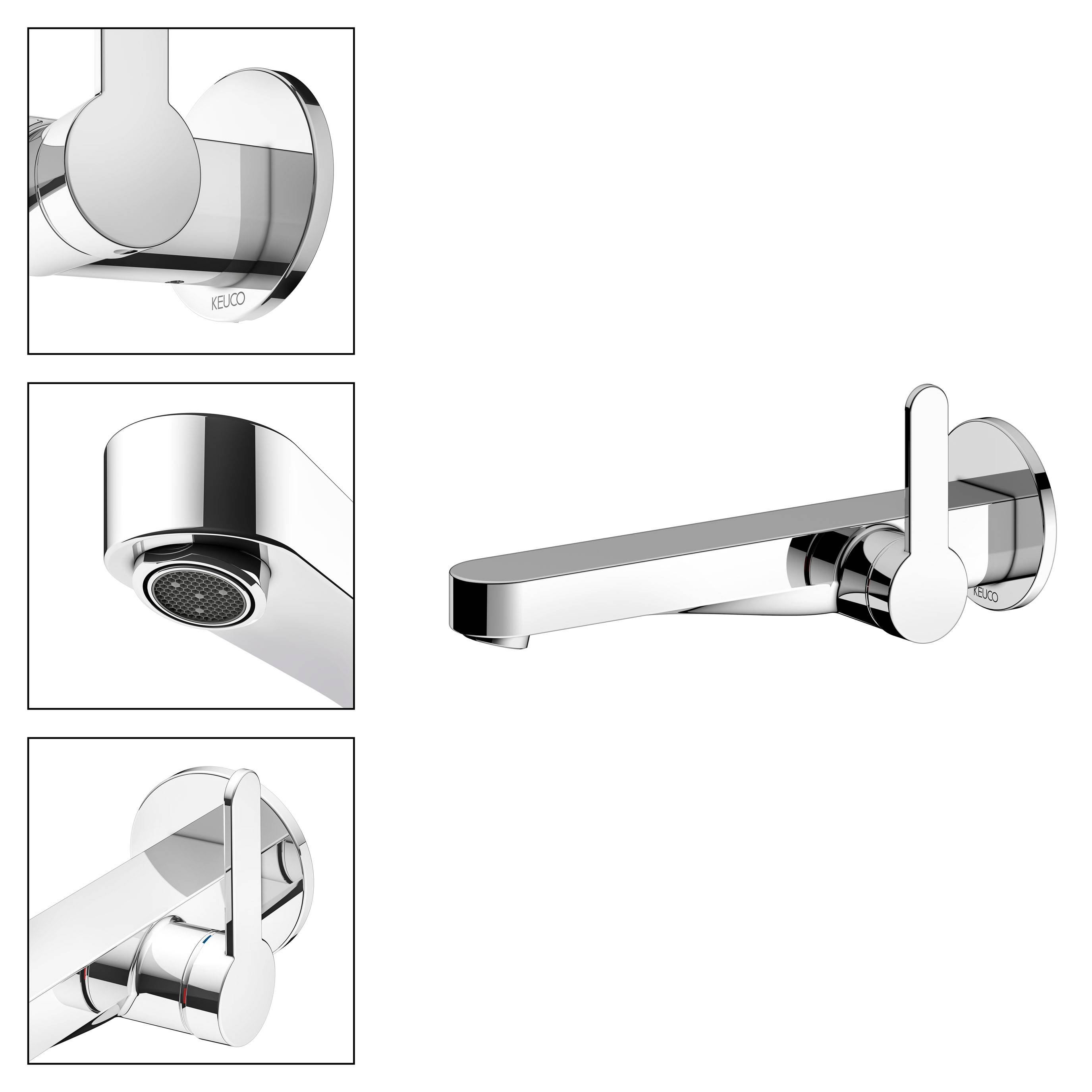 IXMO FLAT single lever washbasin mixer for concealed installation, 225mm, round rose