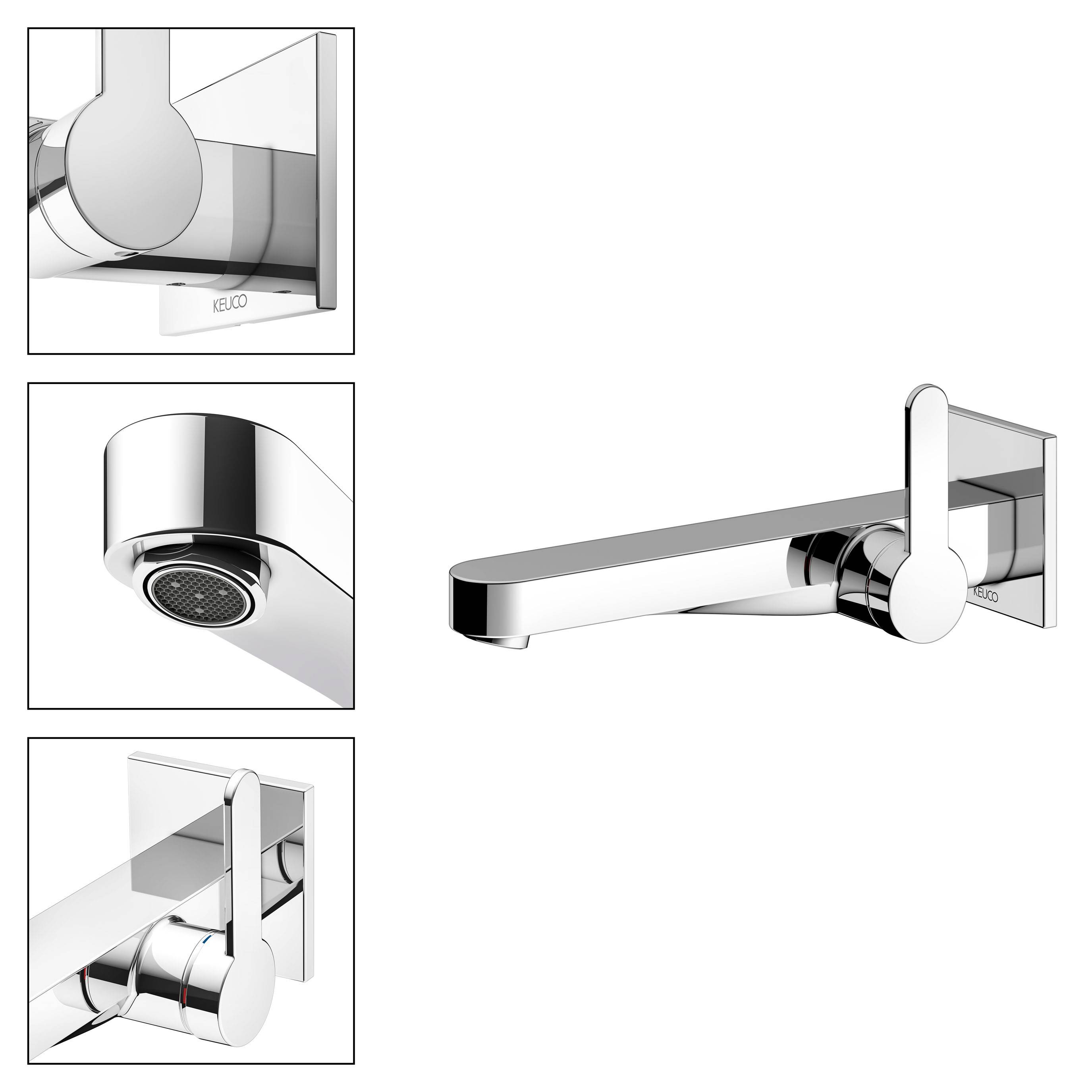 IXMO FLAT single lever washbasin mixer for concealed installation, 225mm, square rosette