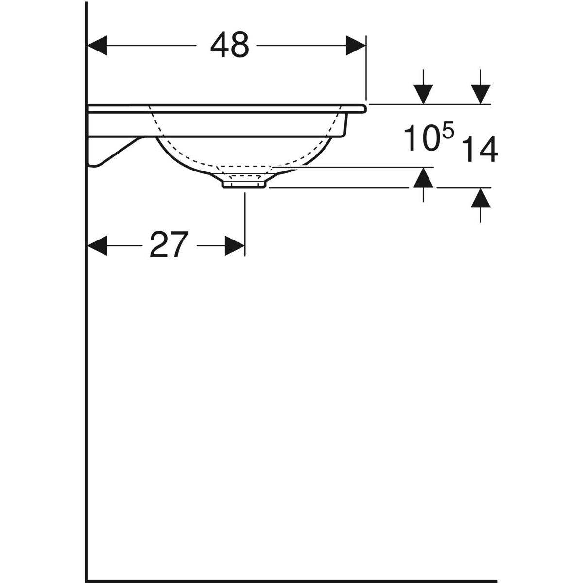 One furniture washbasin 90cm, outlet vertical, with tap hole, without overflow