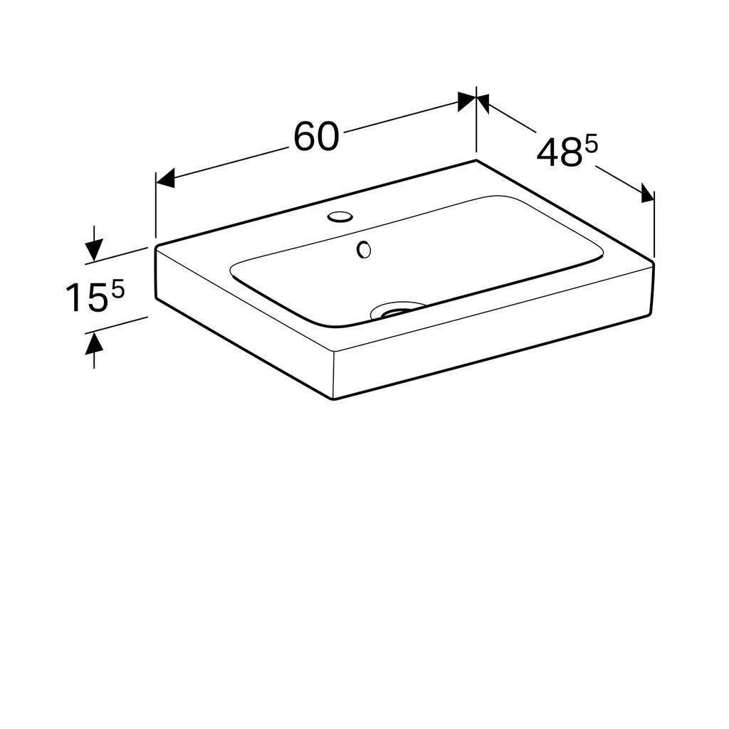 iCon washbasin, 600 x 485mm, with tap hole, with overflow