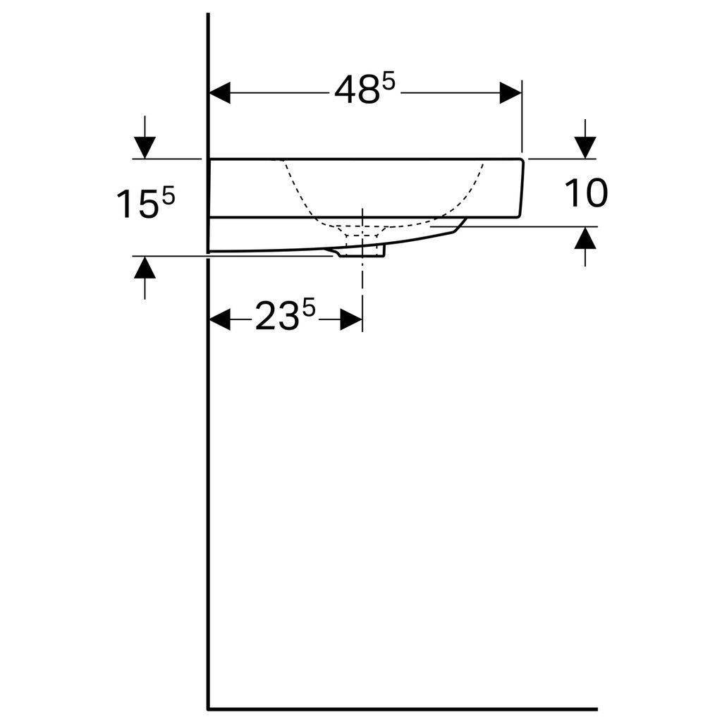 iCon washbasin, 600 x 485mm, with tap hole, with overflow