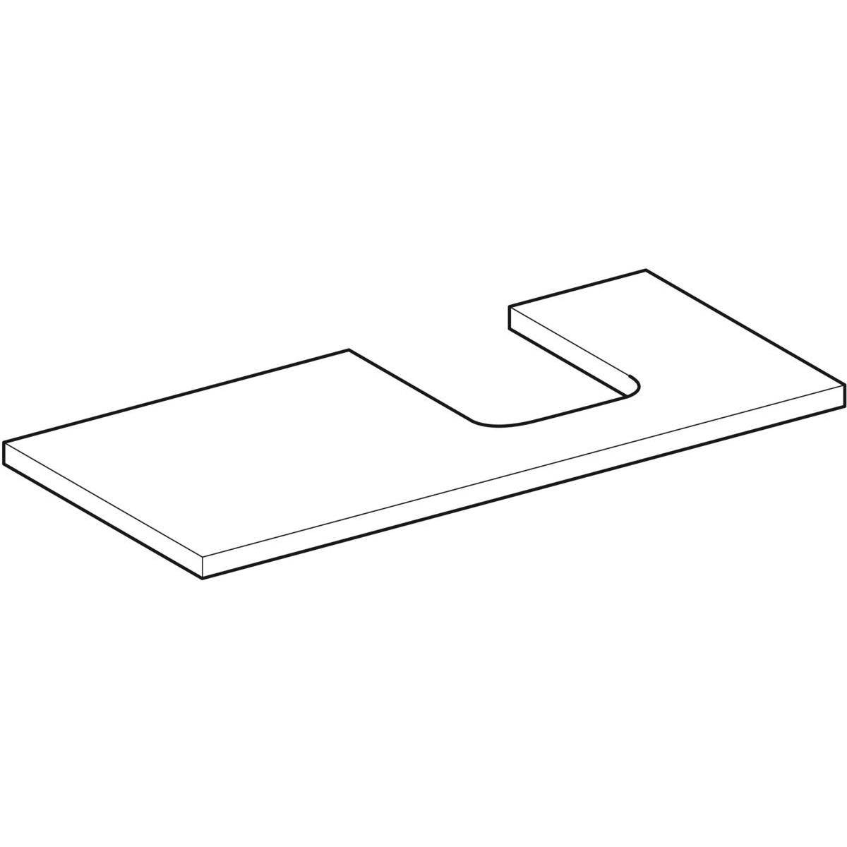 One washbasin plate cutout right, for countertop washbasin bowl shape, 105cm