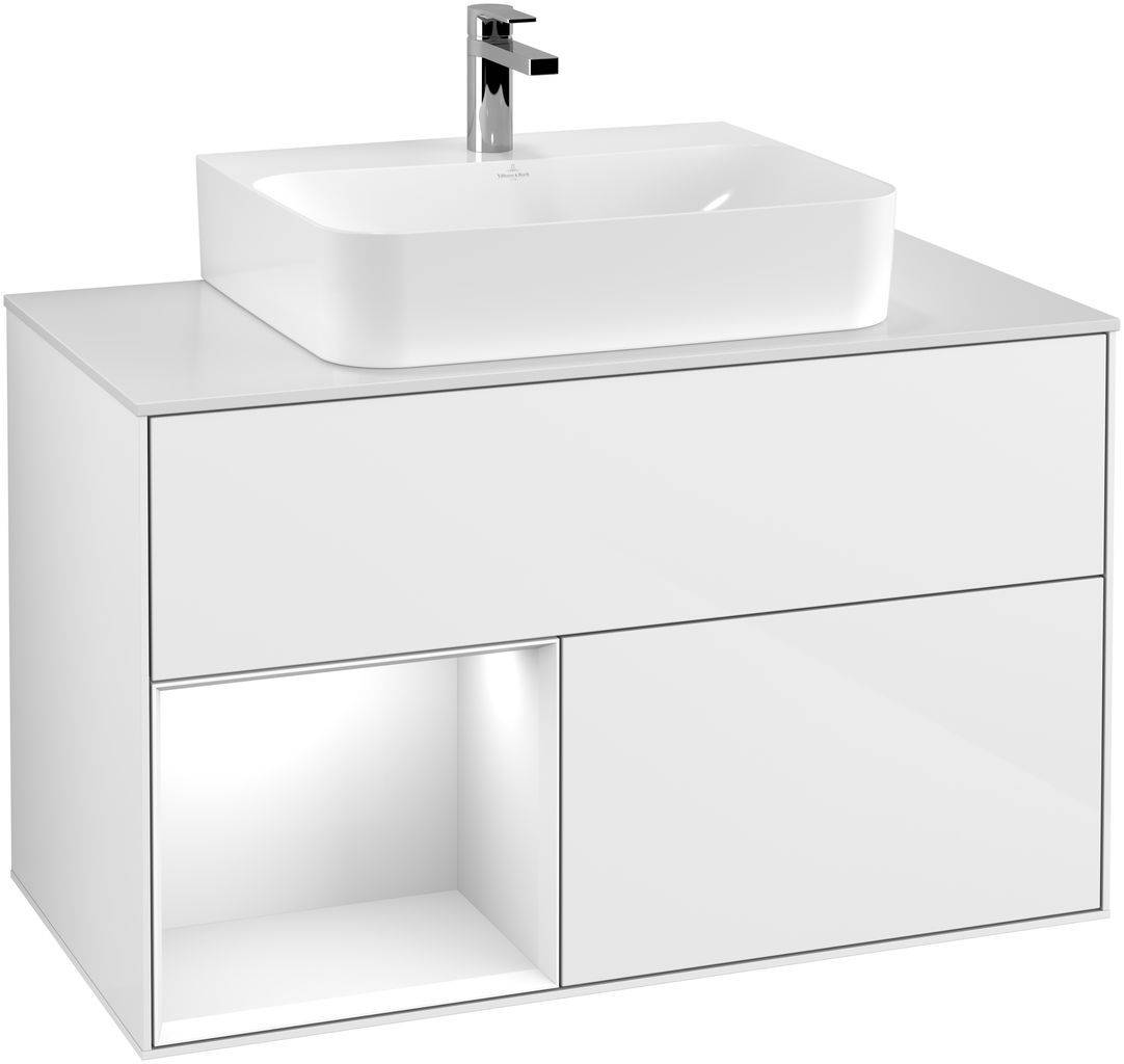 Finion vanity unit 1000 x 603 x 501mm, cover shelf white matt