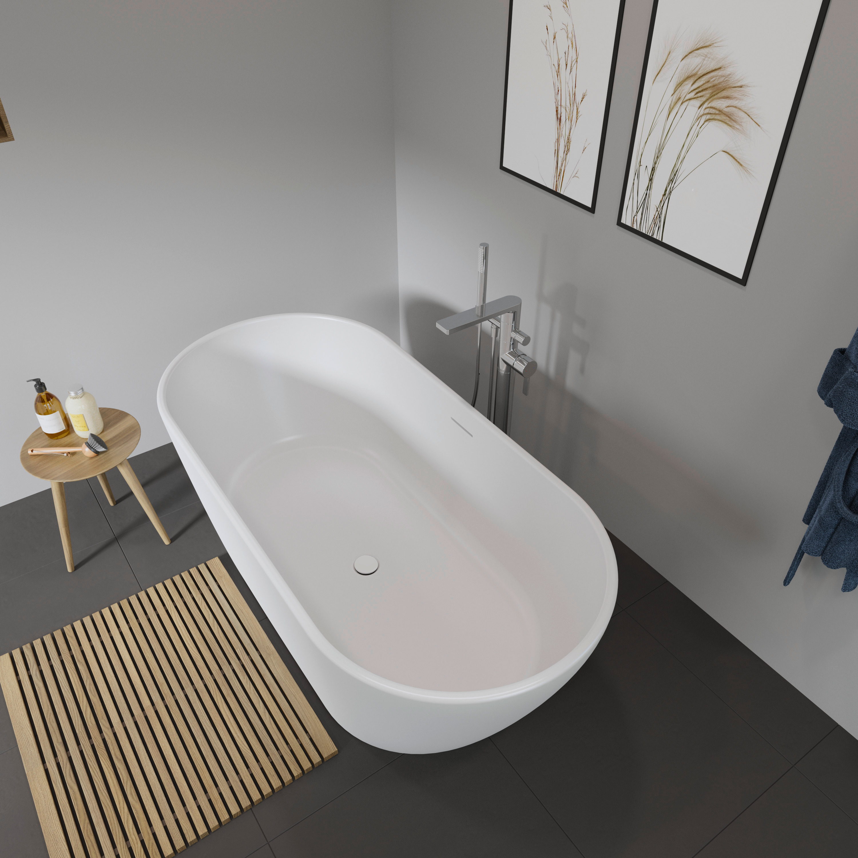 D-Neo freestanding bathtub with overflow