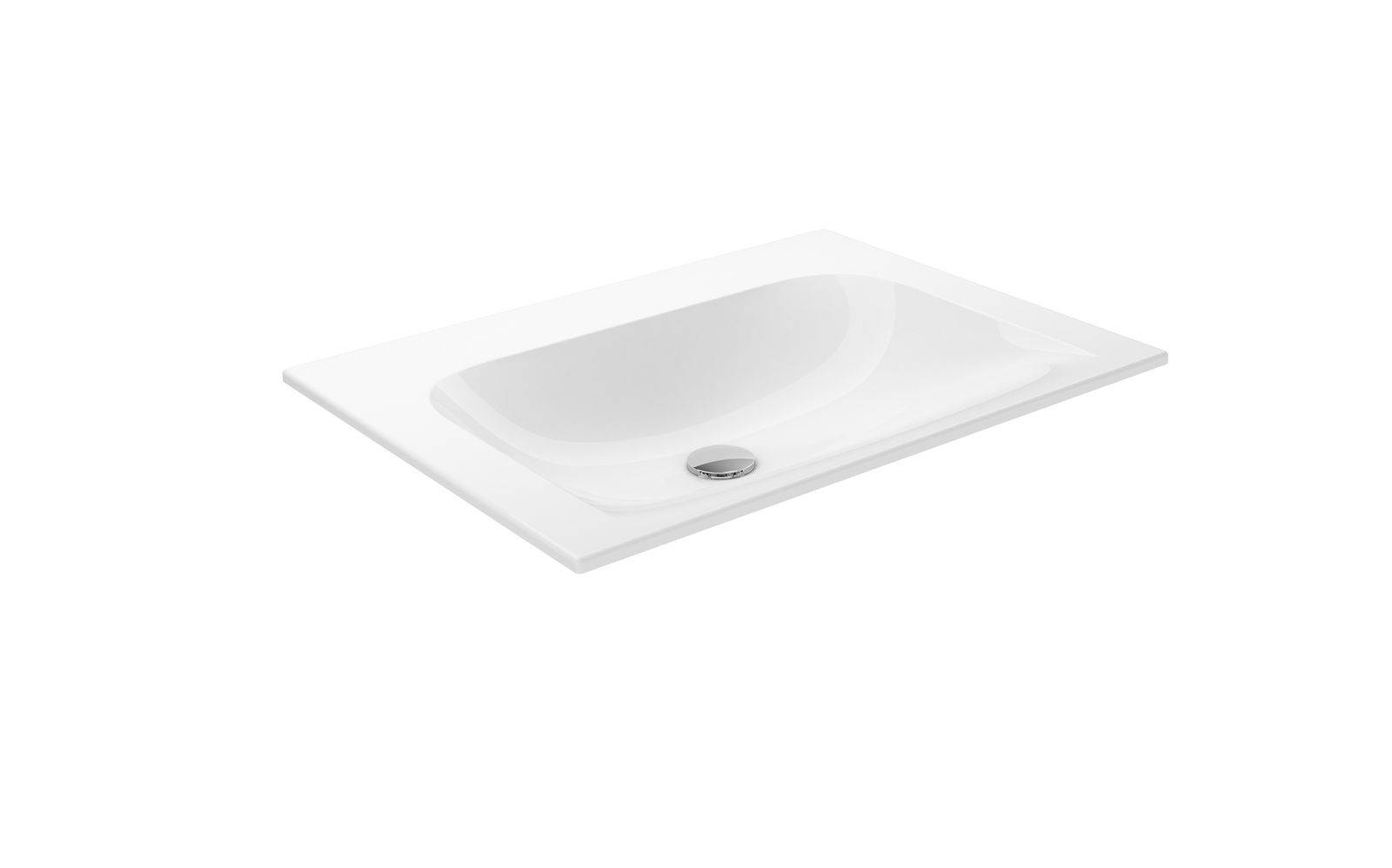 Ceramic washbasin without tap hole, 655 x 17 x 493mm