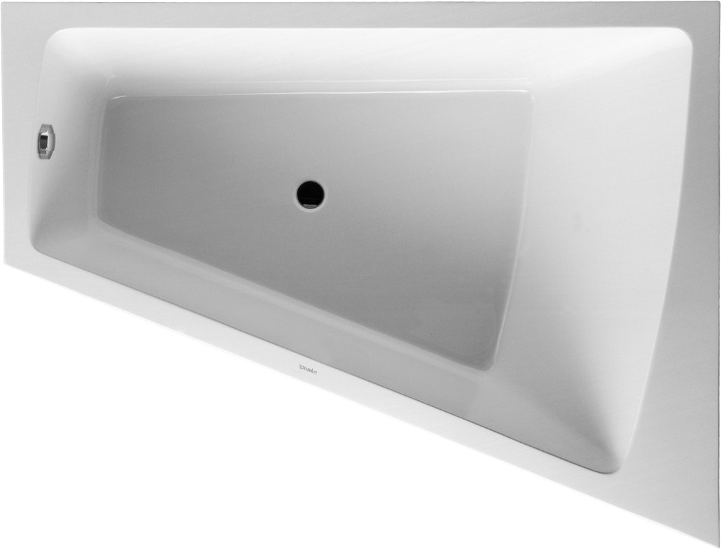 Paiova bathtub with molded acrylic cladding front, with a back slope on the right side