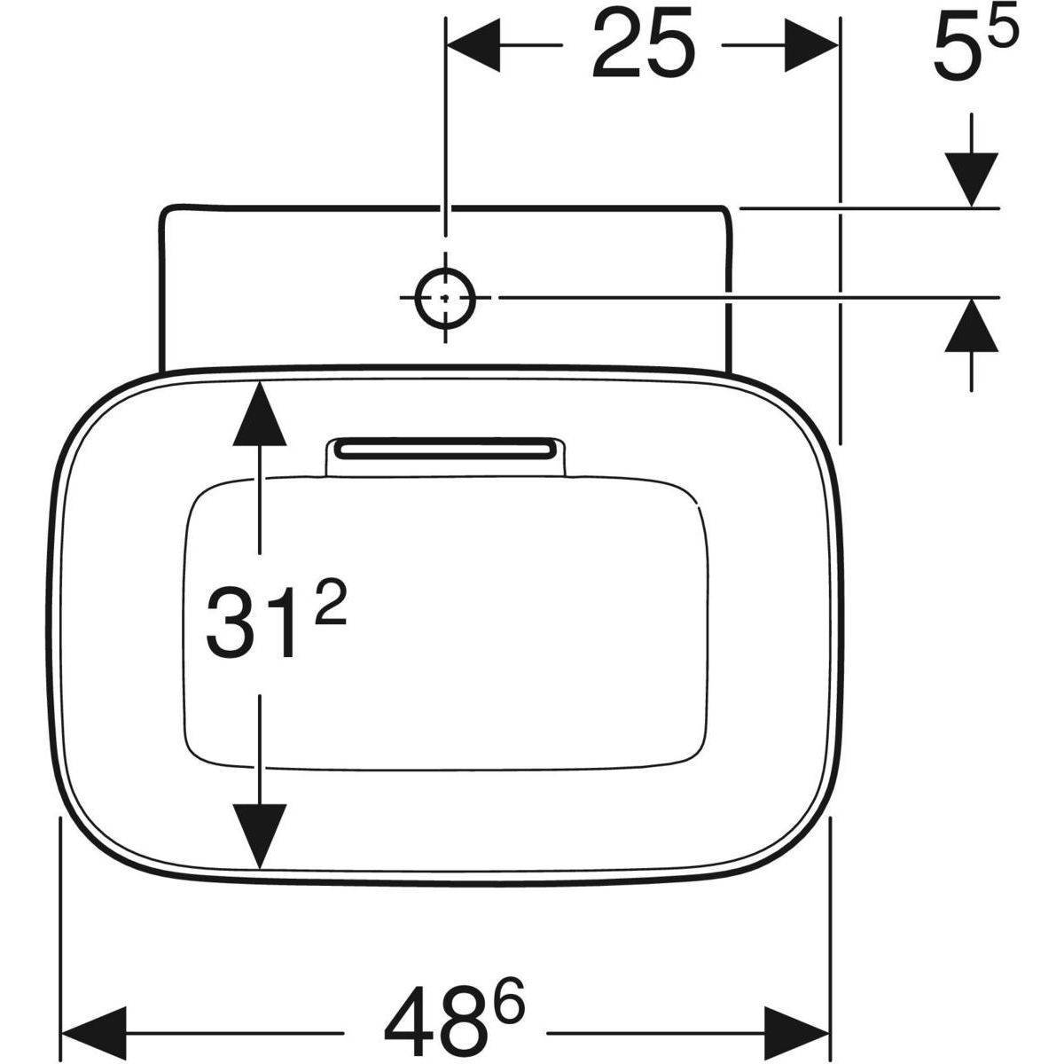 One countertop washbasin bowl shape outlet horizontal, 50cm