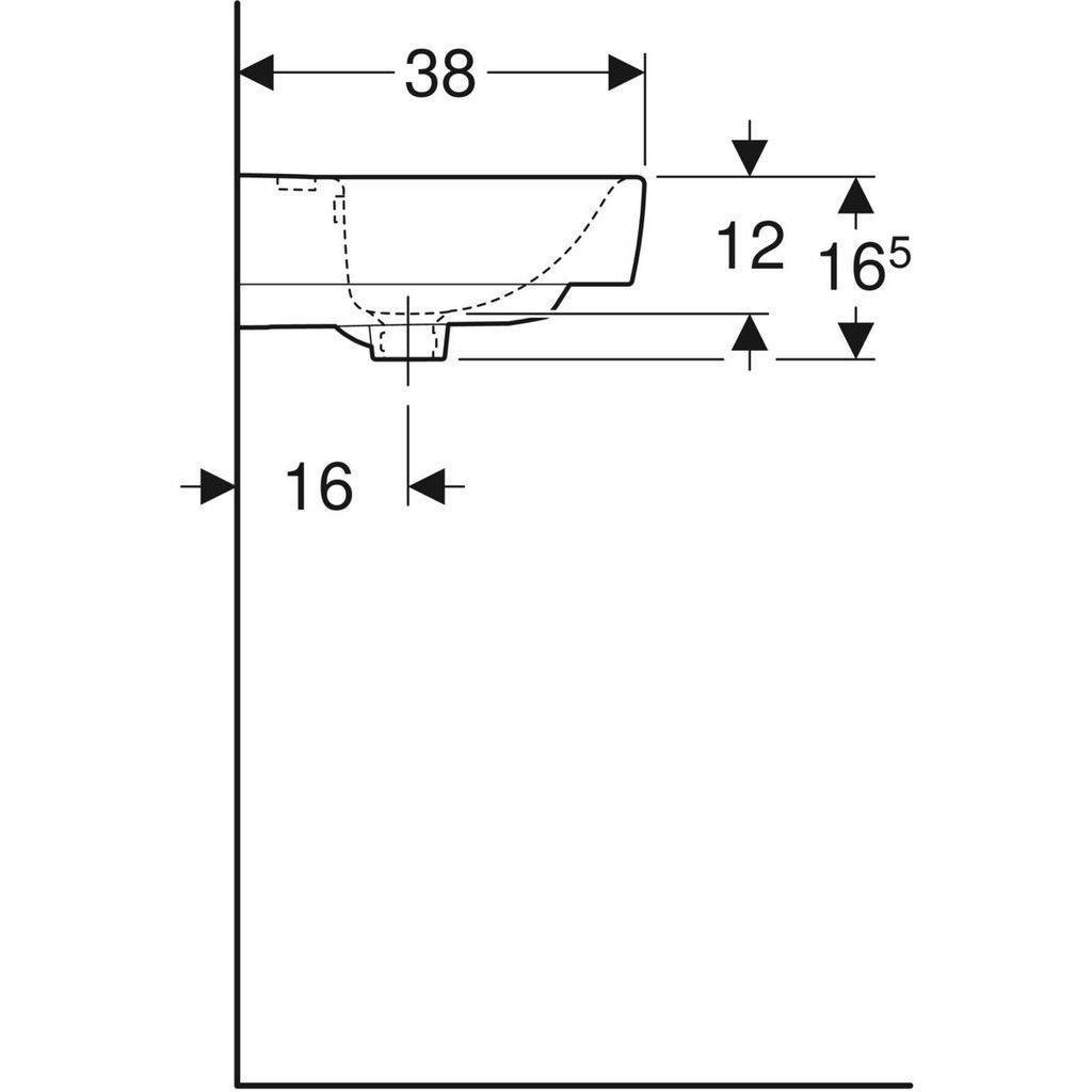 Renova Plan Aufsatzwaschbecken 50 x 38cm, mit asymmetrischem Überlauf