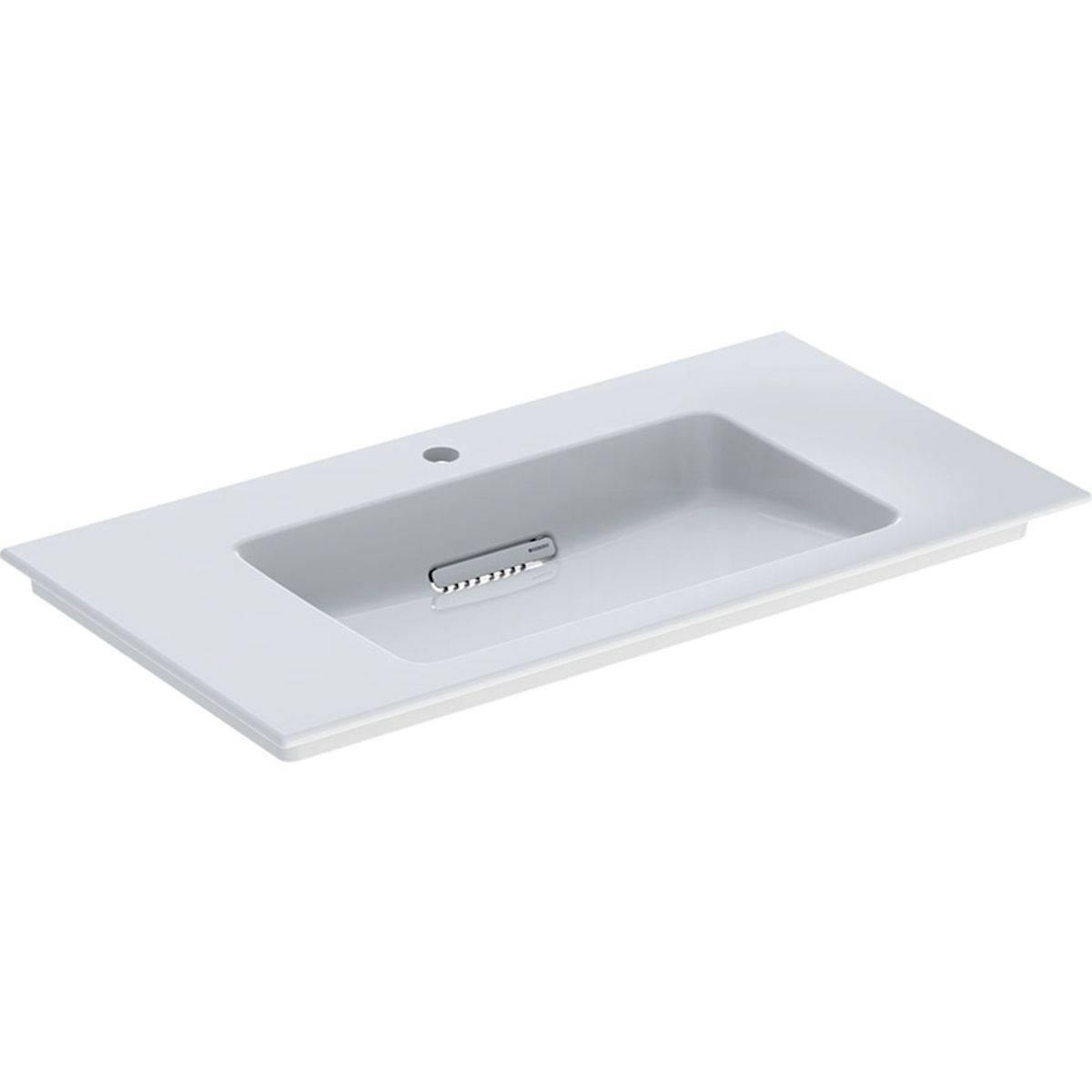 One furniture washbasin 90cm, horizontal outlet, with tap hole, without overflow