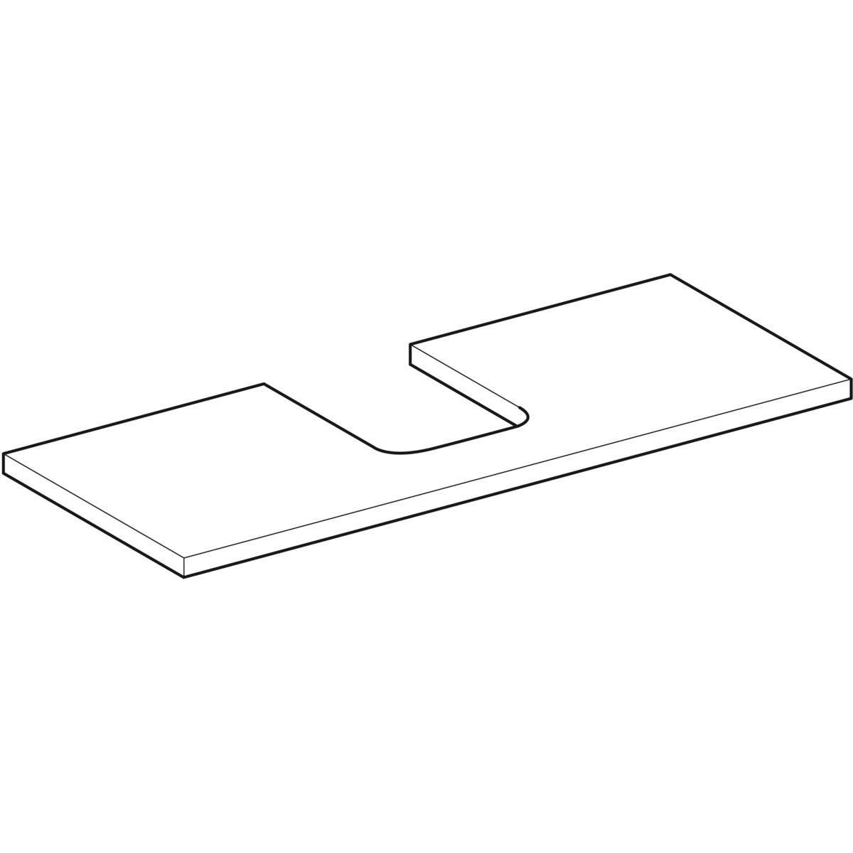 One washbasin plate cutout center, for countertop washbasin bowl shape, 120cm