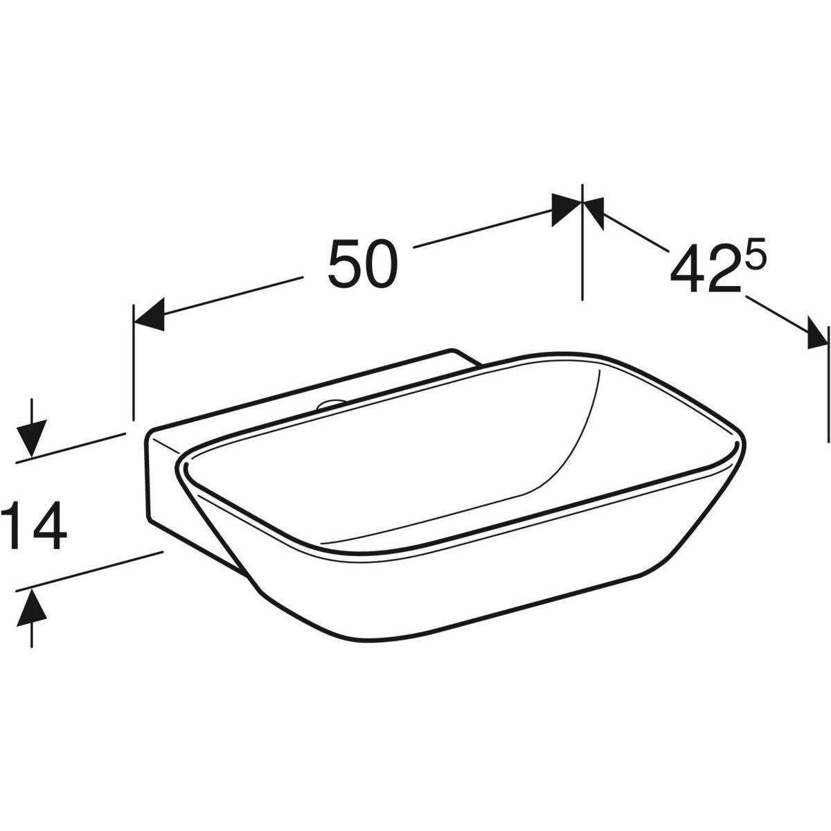 One countertop washbasin bowl shape outlet vertical, 50cm