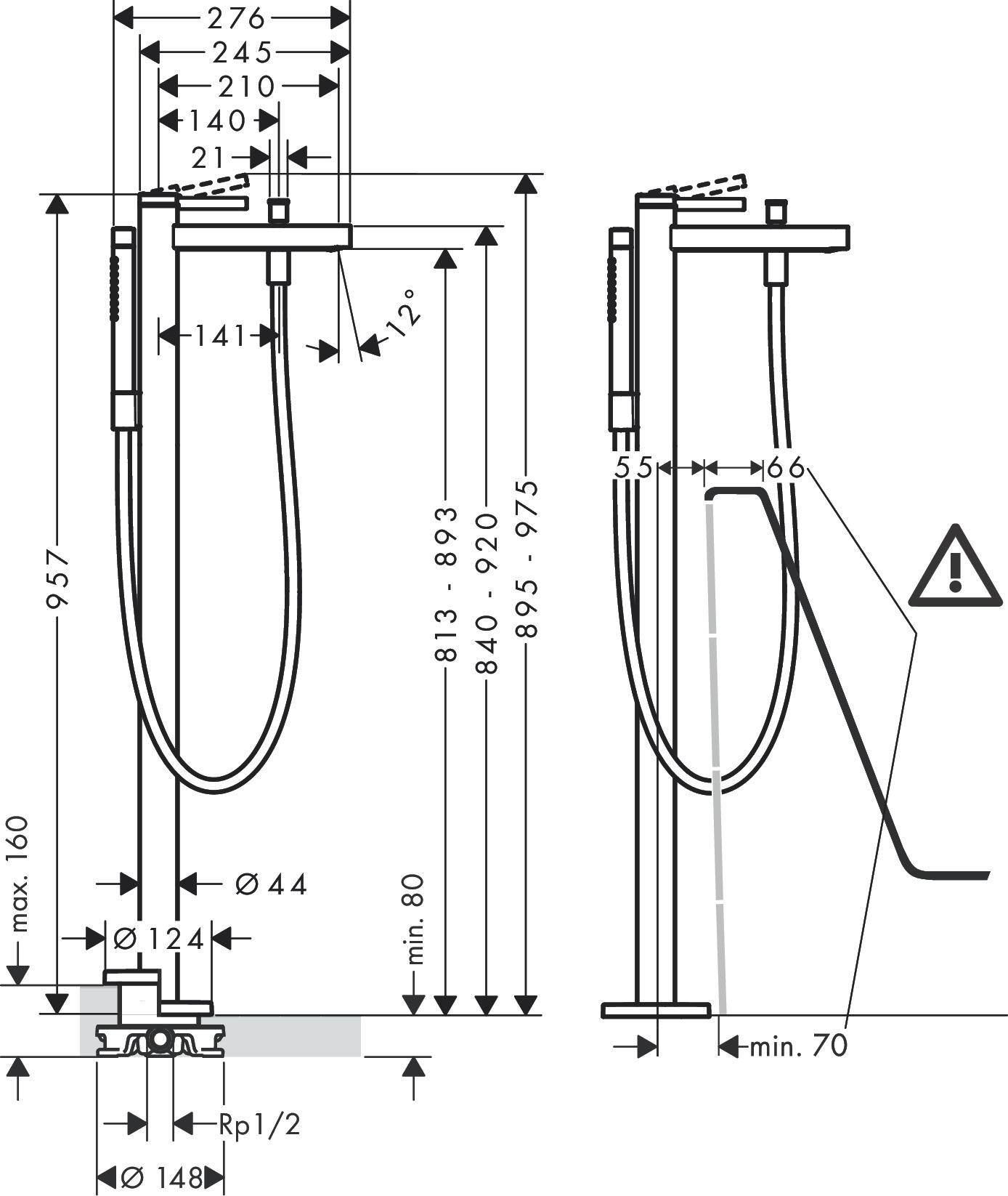 Finoris single lever bath mixer floor standing