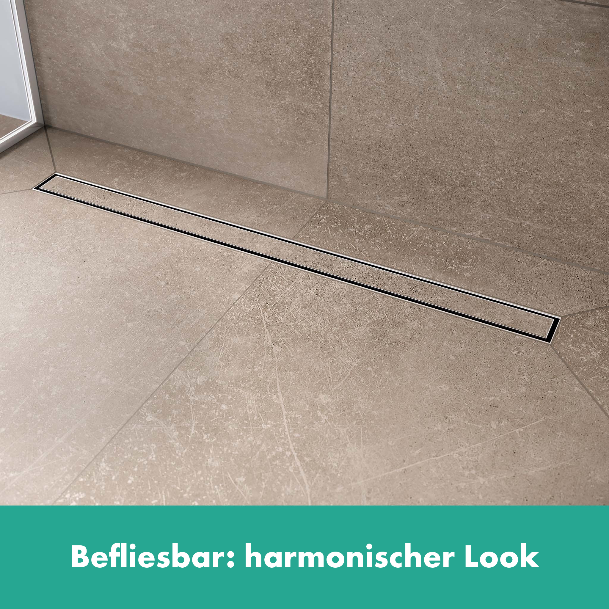 RainDrain Compact Komplettset Duschrinne 600mm befliesbar, für flache Installation