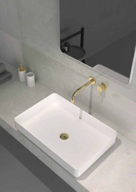 SLIDE Rectangular countertop basin VetroFreddo with AntiScratch