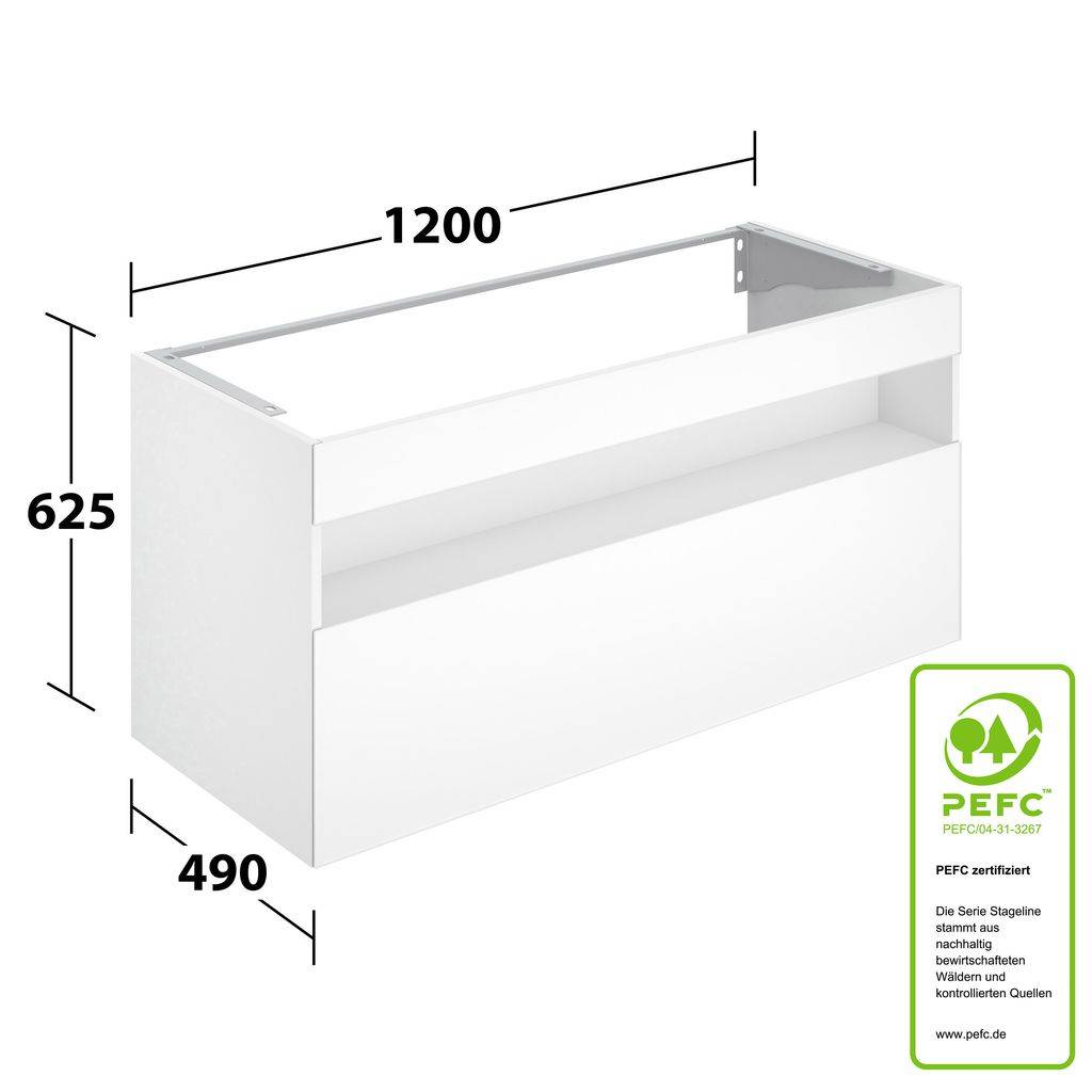 Stageline Waschtischunterbau für  Keramik-Waschtisch, 1200mm