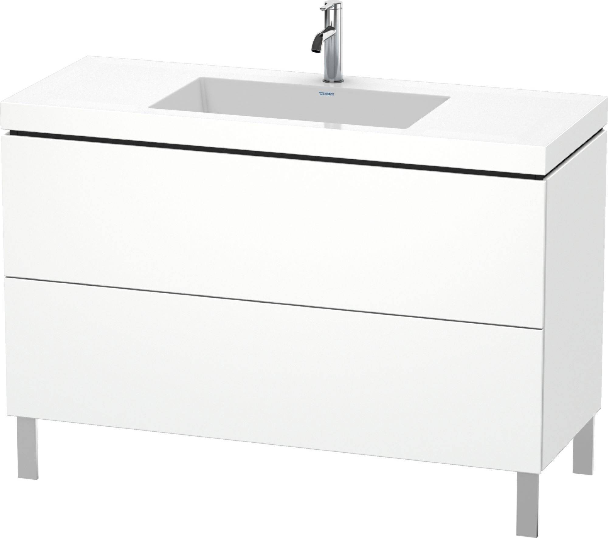 L-Cube furniture washbasin c-bonded with substructure floor standing, LC6939O, 1200 x 480mm, 2 drawers