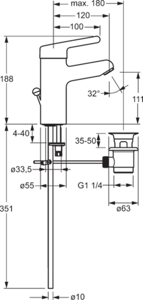 MediPro single lever washbasin mixer with drain set