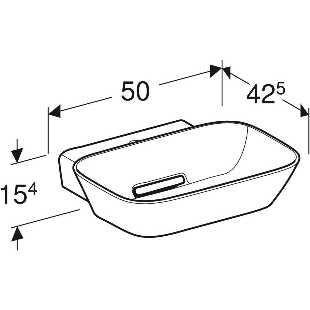 One countertop washbasin bowl shape outlet horizontal, 50cm