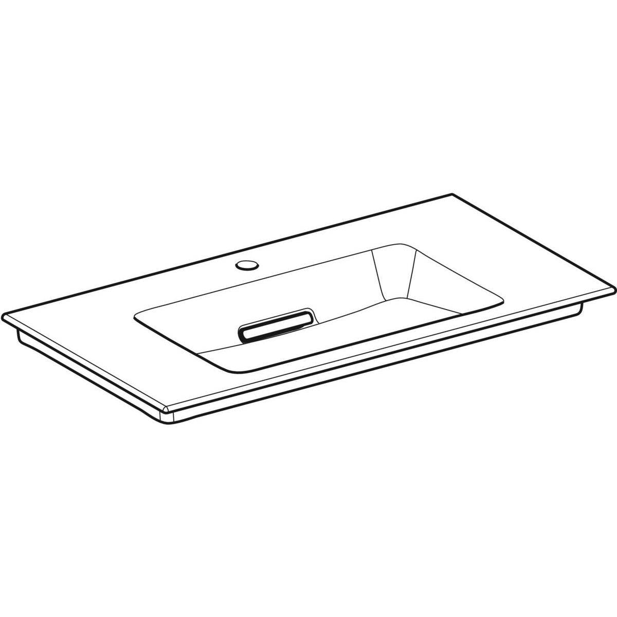 One furniture washbasin 90cm, horizontal outlet, with tap hole, without overflow