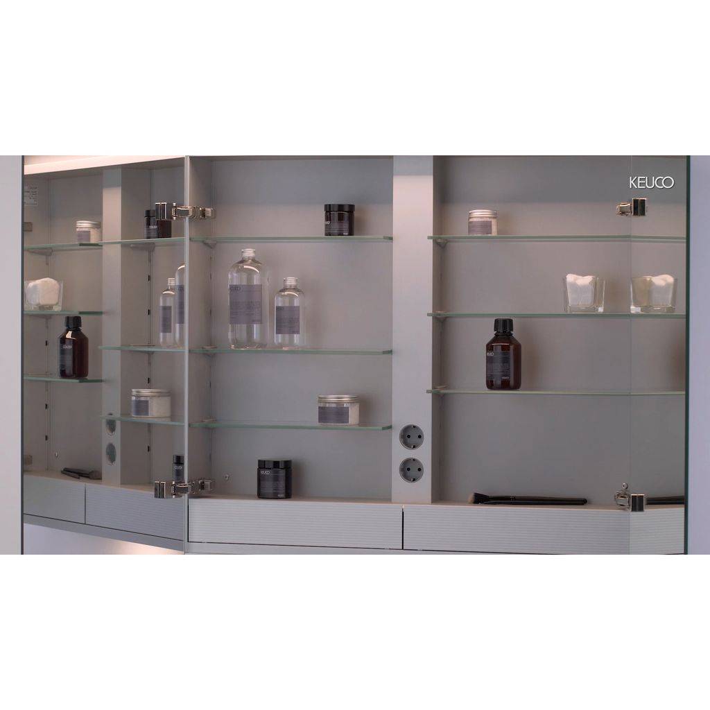 Royal L1 mirror cabinet with LED lighting 2-door, 800 x 742 x 150mm, with drawers