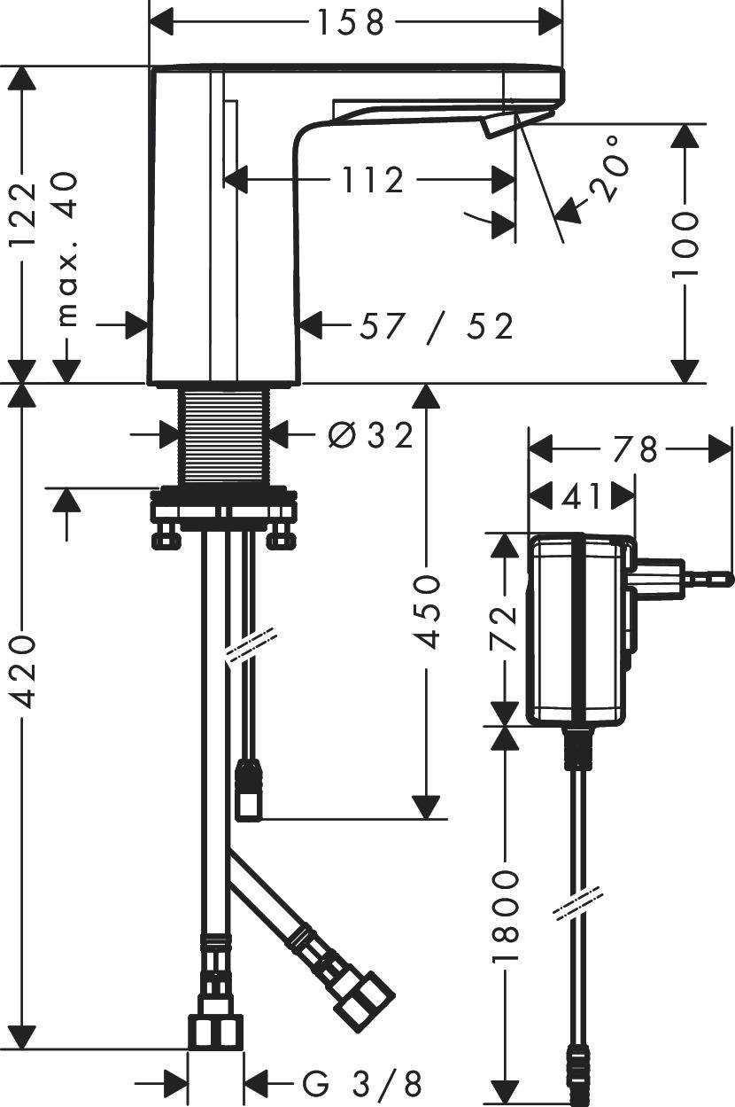 Vernis Blend Elektronik-Waschtischmischer Netzanschluss 230V