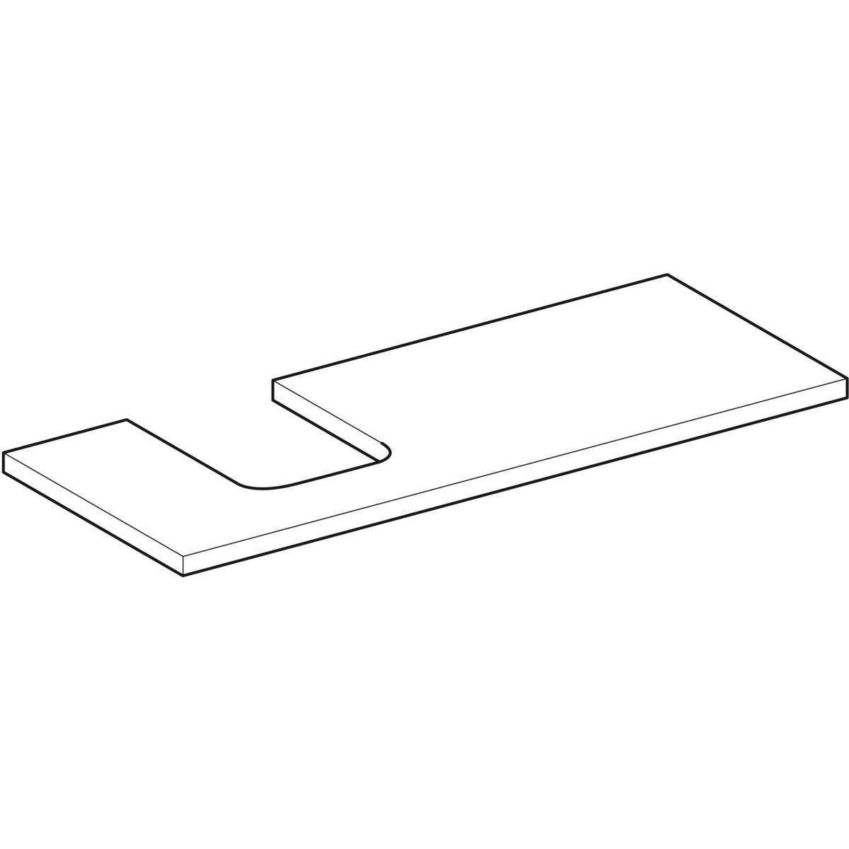 One washbasin plate cutout left, for countertop washbasin bowl shape, 120cm