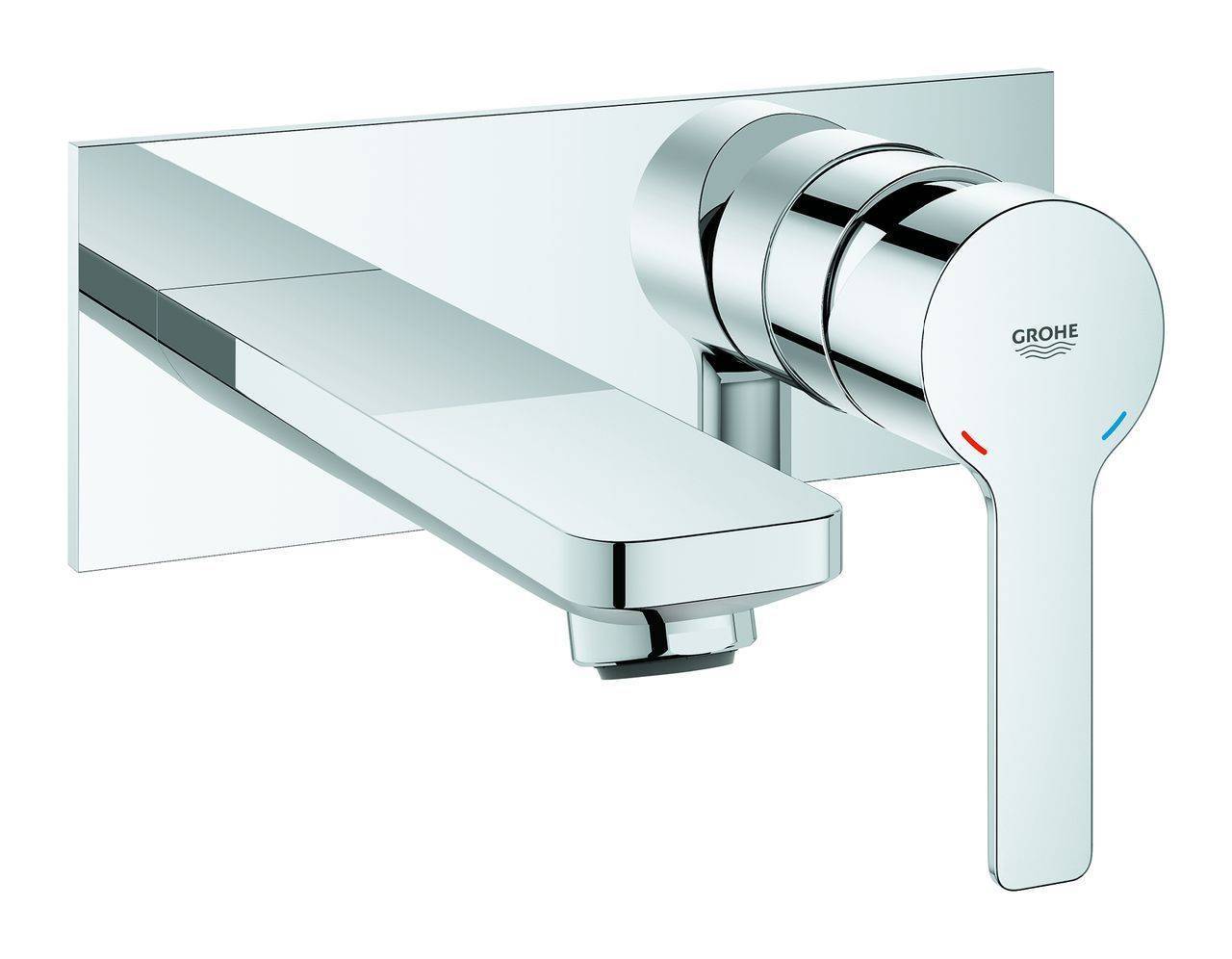 Linear 2-hole washbasin mixer for wall mounting, projection 149mm